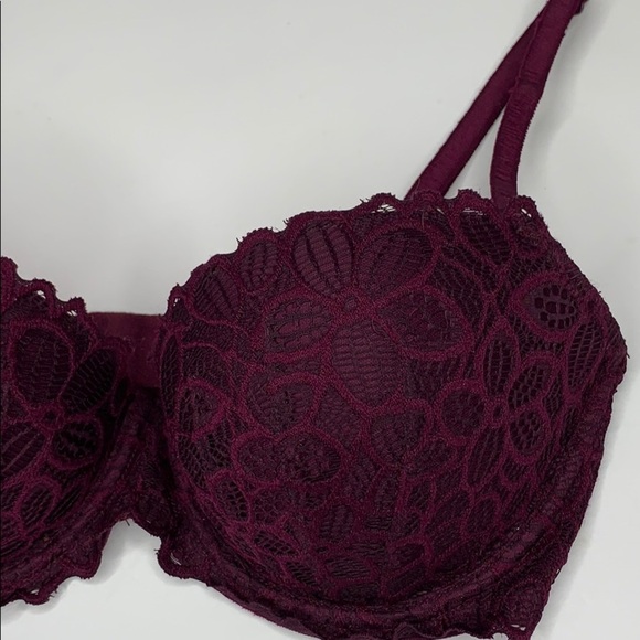 PINK Victoria Secret Lace Burgundy Push up Bra34D - Picture 3 of 7